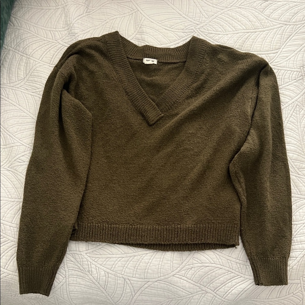 Olive V-Neck Women's Sweater